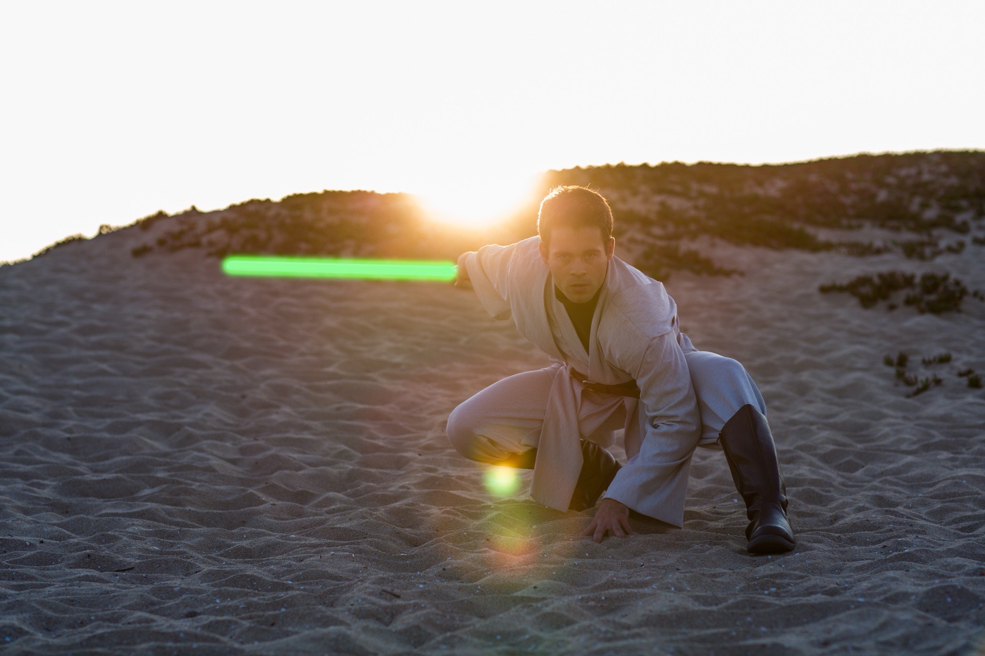 Jedi Star Wars character at a children's birthday party with kids