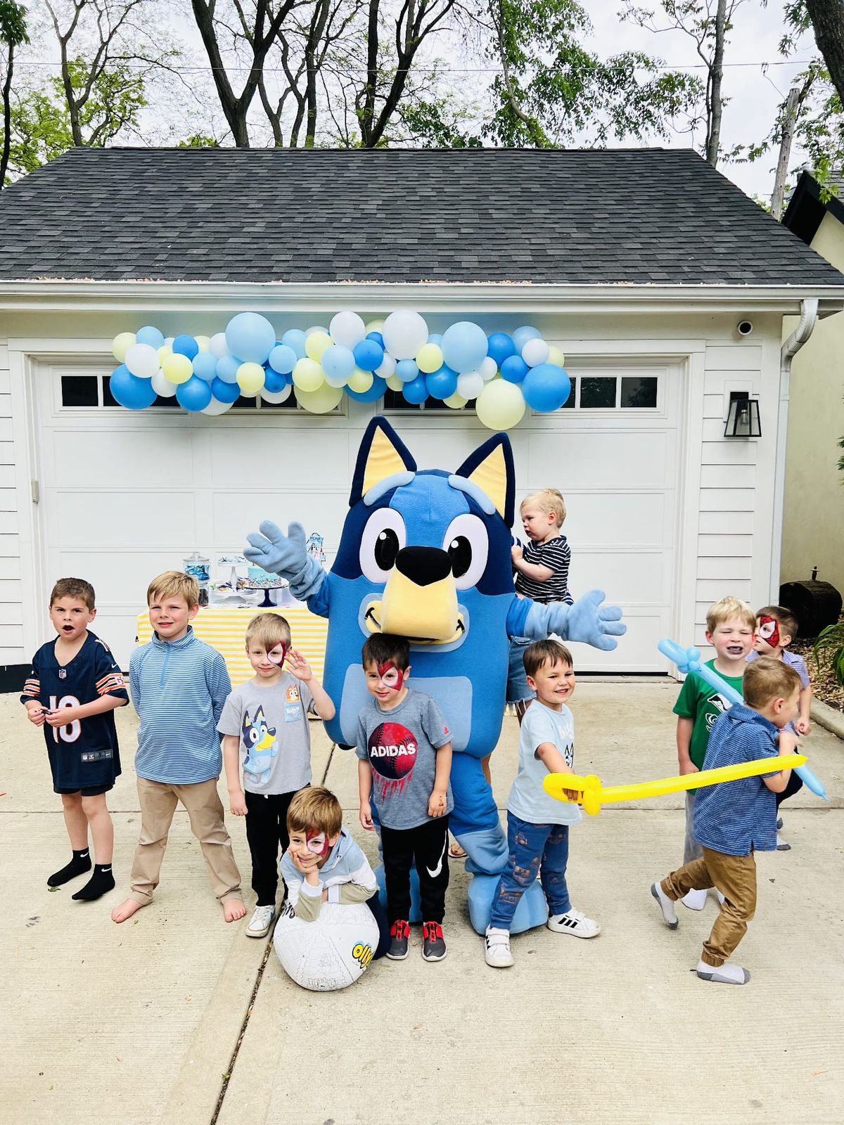 Bluey character at birthday party