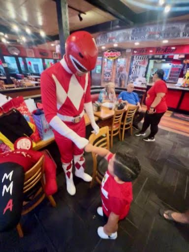 Power Ranger character at birthday party